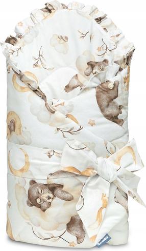 Kūdikio antklodė-vokelis Sensillo, 75 x 75 cm, ruda/balta