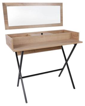 Kosmetinis staliukas Kalune Design Zurich 811MDD5103, juoda/riešuto, 50 cm x 100 cm x 89 cm, su veidrodžiu