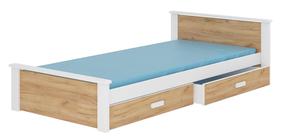 Vaikiška lova viengulė Aldex, ruda/aukso/balta, 90 x 200 cm, su patalynės dėže, be čiužinio