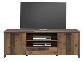 TV staliukas Forte, rudas/juodas, 41.6 cm x 181.4 cm x 64 cm