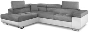 Kampinė sofa Anton Sawana 21, Soft 17, balta/pilka, kairinė, 202 x 275 cm x 90 cm