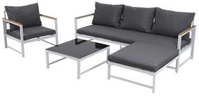 Lauko baldų komplektas Orlando, baltas/tamsiai pilka, 4-5 vietų