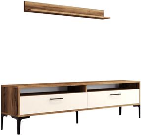 Sekcija Kalune Design Istanbul 845HCT3099, kreminė/riešuto, 35 cm x 180 cm x 47 cm