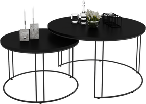 Kavos staliukų komplektas ADRK Etta, juodas, 75 cm x 75 cm x 43 cm, 2 vnt.