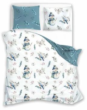Kalėdinis patalynės užvalkalų komplektas Scandic PEM-47, mėlynas/baltas/žalias, 200 x 220 cm