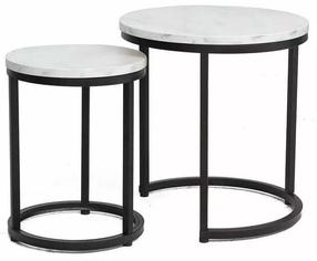 Kavos staliukų komplektas Hola, baltas/juodas, 45 cm x 45 cm x 48 cm, 2 vnt.