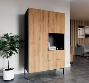 Spinta Lanzzi SF-LAN-A-SZA120, ruda/juoda, 60 cm x 120 cm x 200 cm