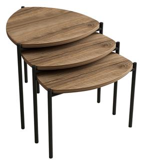 Kavos staliukų komplektas Kalune Design Lenny, riešuto, 45 cm x 45 cm x 35 - 45 cm, 3 vnt.