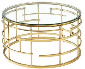 Kavos staliukas Livia, skaidrus/aukso, 80 cm x 80 cm x 45 cm