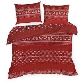 Kalėdinis patalynės užvalkalų komplektas PTR-01, baltas/raudonas, 140 x 200 cm