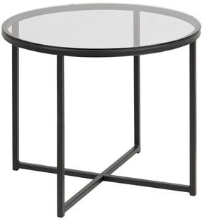 Kavos staliukas Cross, skaidrus/juodas, 55 cm x 55 cm x 45 cm