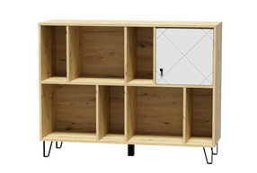 Pastatoma lentyna Bilbao BL09, ąžuolo/balta, 123.4 cm x 40 cm x 95.2 cm