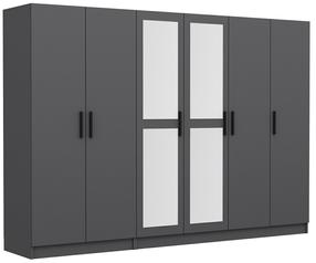 Spinta Kalune Design Kale 4987, antracito, 52 cm x 225 cm x 190 cm, su veidrodžiu