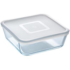 Kepimo forma su dangčiu Pyrex Cook & Freeze, skaidri/pilka, 20 cm x 20 cm, 2 l