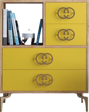 Komoda Kalune Design Elin 811MDD4121, aukso/ąžuolo/geltona, 40 cm x 70 cm x 88.6 cm