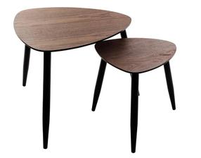 Kavos staliukų komplektas Atmosphera Mileo, juoda/riešuto, 40 - 60.5 cm x 60.5 cm x 40 - 48 cm