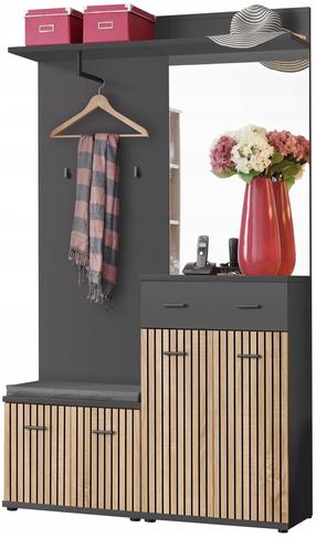 Prieškambario baldų komplektas ASM Marco II, vidaus, antracito/juoda/ruda