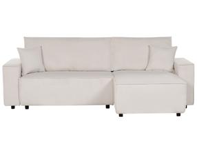 Kampinė sofa - lova Beliani Abacka, balta, dešininė, 247 x 147 cm x 90 cm