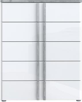 Komoda Forte Buganvilla BGVK212-M765, balta/pilka, 42.4 cm x 80.4 cm x 100 cm