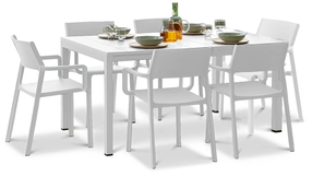 Lauko baldų komplektas Trill/Rio, baltas, 8 vietų