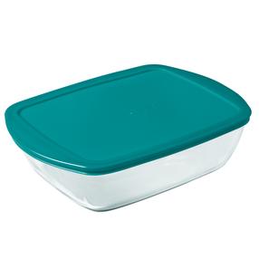 Kepimo forma su dangčiu Pyrex Cook & Store, skaidri/žalia, 28 cm x 20 cm, 25 l