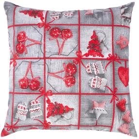 Kalėdinė dekoratyvinė pagalvėlė Home4you Winter Flowers, balta/raudona/pilka, 45 cm x 45 cm