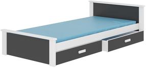 Vaikiška lova viengulė Aldex, balta/grafito, 90 x 200 cm, be čiužinio