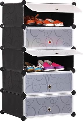 Batų lentyna Leobert, balta/juoda, 49 cm x 37 cm x 93 cm