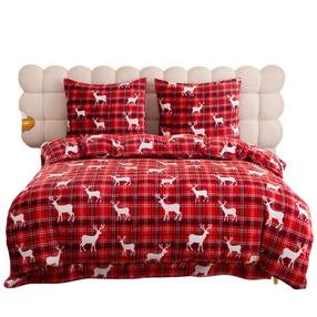 Kalėdinis patalynės užvalkalų komplektas PEKA-08, balta/raudona, 200 x 220 cm
