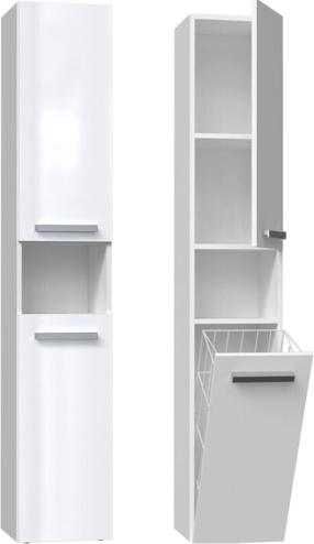 Laisvai pastatoma vonios spinta NEL III Glossy, balta, 30 cm x 31 cm x 174 cm