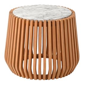 Kavos staliukas Miloo Vera L, balta/ruda, 66 cm x 66 cm x 50 cm