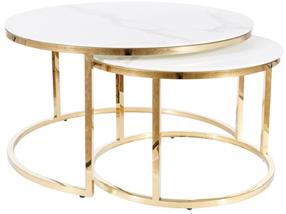 Kavos staliukas Loft With Marble Effect, aukso/baltas, 80 cm x 80 cm x 45 cm