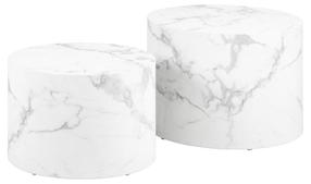 Kavos staliukų komplektas Dice, balta/marmuro, 50 - 58 cm x 58 cm x 33 - 40 cm, 2 vnt.