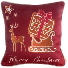 Kalėdinis dekoratyvinės pagalvėlės užvalkalas Reindeer PSWA-157, bordo/smėlio/žalia, 45 cm x 45 cm