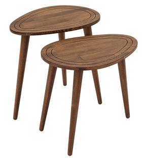 Kavos staliukų komplektas Kalune Design Sweet, riešuto, 33 cm x 50 cm x 48 - 52 cm, 2 vnt.