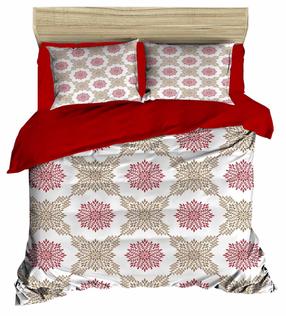 Kalėdinis patalynės užvalkalų komplektas Mijolnir 178PRL2092, balta/raudona/rožinė, 200 x 220 cm