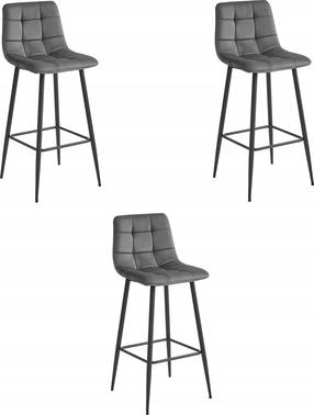 Kėdžių rinkinys Leobert Arceto, juoda/pilka, 43.5 cm x 32.5 cm x 104 cm, 3 vnt.