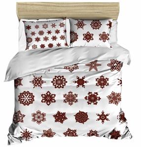 Kalėdinis patalynės užvalkalų komplektas Mijolnir 178PRL1279, rudas/baltas, 200 x 220 cm