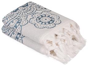 Vonios rankšluosčių rinkinys Foutastic Marcello 321SHS1296, dramblio kaulo/mėlyna, 90 cm x 50 cm, 2 vnt.