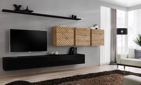 Svetainės baldų komplektas ASM Switch L VII, rudas/juodas