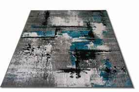 Kilimas vidaus Fruzan 08 0126, juoda/pilka/turkio, 150 cm x 80 cm