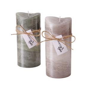 Žvakė, cilindrinė GRADIENTA, 75 h, Žalia/Rožinė/(spalva/dizainas parenkami atsitiktine tvarka)