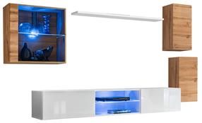 Sekcija ASM Switch XXIII, ąžuolo/balta/šviesiai ruda, 250 cm x 40 cm x 140 cm