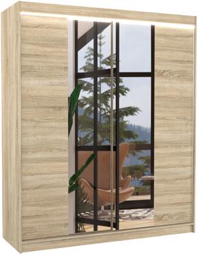 Spinta ADRK Balance LED, sonoma ąžuolo, 58 cm x 180 cm x 200 cm, su veidrodžiu