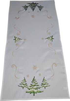 Kalėdinis stalo takelis stačiakampė OS-302-B, aukso/žalia/pilka, 40 x 140 cm