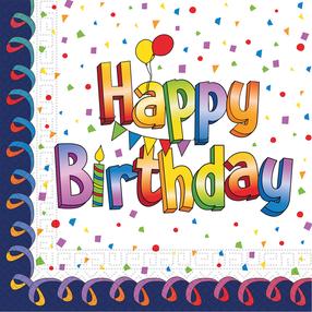 Popierinės servetėlės B-DAY, 33 cm x 33 cm, įvairių spalvų, 20 vnt.