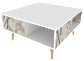 Kavos staliukas Kalune Design Ronas, baltas, 89.6 cm x 89.6 cm x 46.5 cm