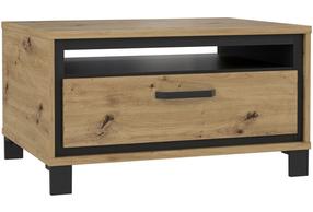 Kavos staliukas Forte Trondheim, ąžuolo/juoda, 80 cm x 60 cm x 44.8 cm