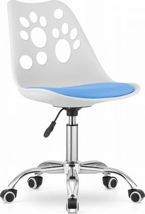 Vaikiška darbo kėdė Leobert Print, 57 x 50 x 81.5 - 93.5 cm, balta/mėlyna
