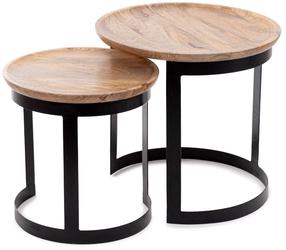 Kavos staliukų komplektas Homla Harvey Basic, juoda/medžio, 53 cm x 53 cm x 51 cm, 2 vnt.